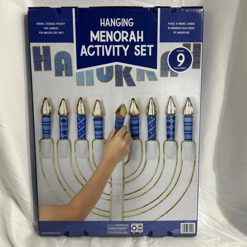 Hanging Fabric Menorah Activity Set With 9 Plush Candles Hanukkah Kids Childrens